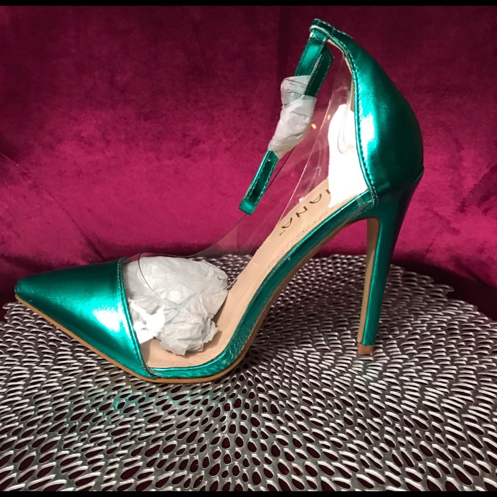 Metallic Green Pumps by Liliana